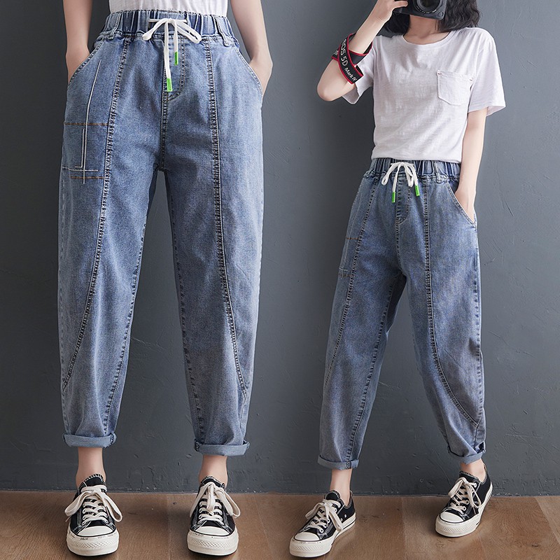 H186 Quần bò bigsize cạp chun trẻ trung