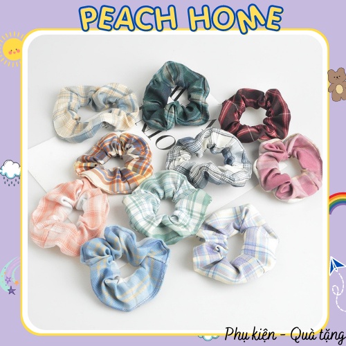 Dây Buộc Tóc Vải Scrunchies Họa Tiết Caro Trái Tim Nhiều Màu Xinh Xắn Đáng Yêu Phong Cách Hàn Quốc Cột Tóc Cho Nữ Cute