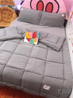 Bộ Drap & Chăn Phao Cotton Tici 5 Món Phối Màu