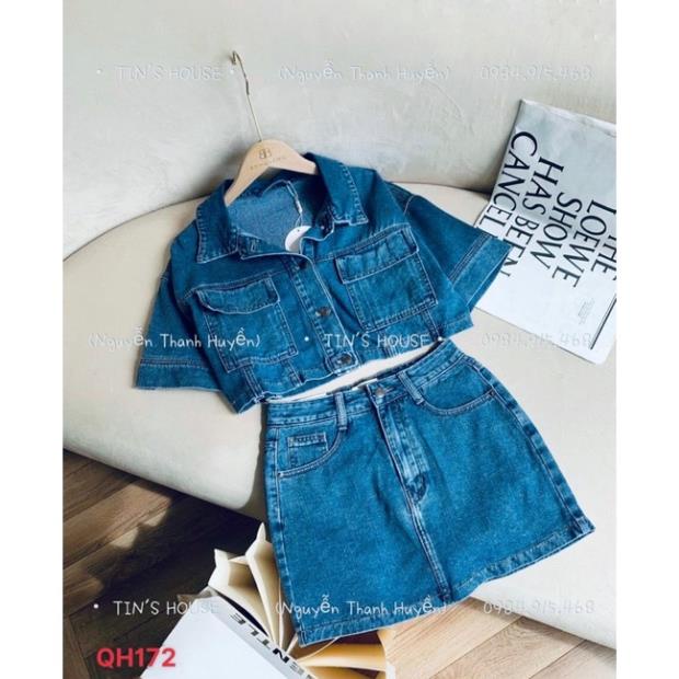 📍📍SÉT ÁO BÒ CỔ ĐỨC CHÂN VÁY CHỮ A SẴN HÀNG _V3TSHOP