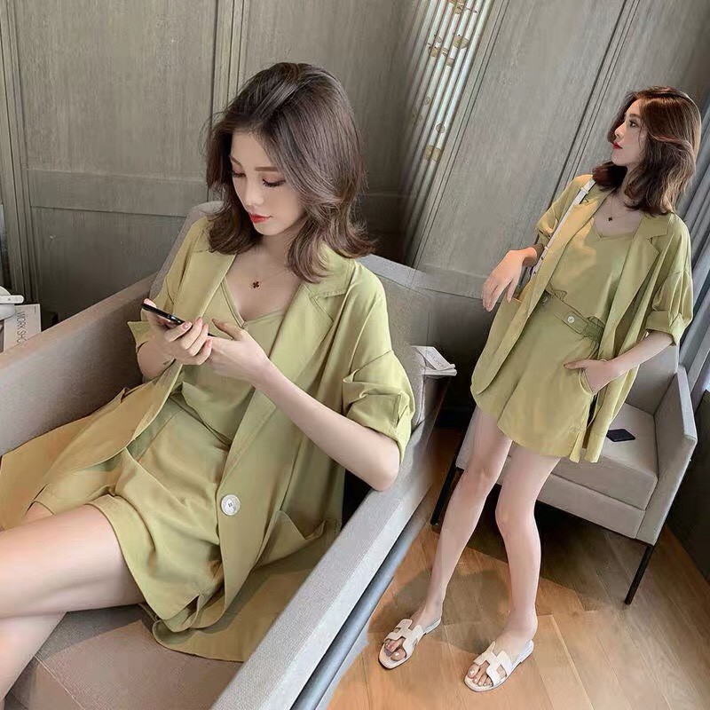 Sét Vest  3 món KÈM HÌNH THẬT  gồm ÁO VEST + ÁO DÂY + QUẦN SORT - Thời Trang VADA - (SET 07)