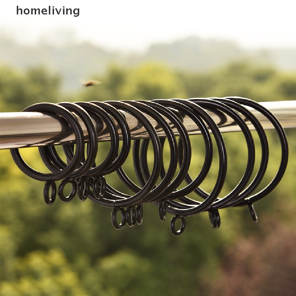 Bộ 10 Vòng Treo Rèm Cửa Bằng Kim Loại Màu Đen 5 Kích Cỡ Tiện Dụng
