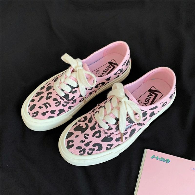 6:30PM Order Mã 065 Giày sneaker ulzzang dáng vans basic họa tiết da báo màu hồng tím hot trend