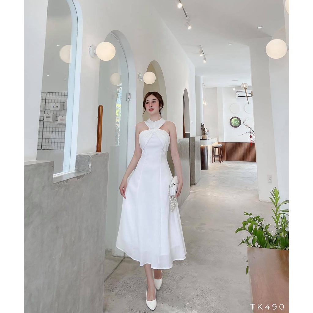 ĐẦM DỰ TIỆC MIDI XOẮN NGỰC KASAA DRESS