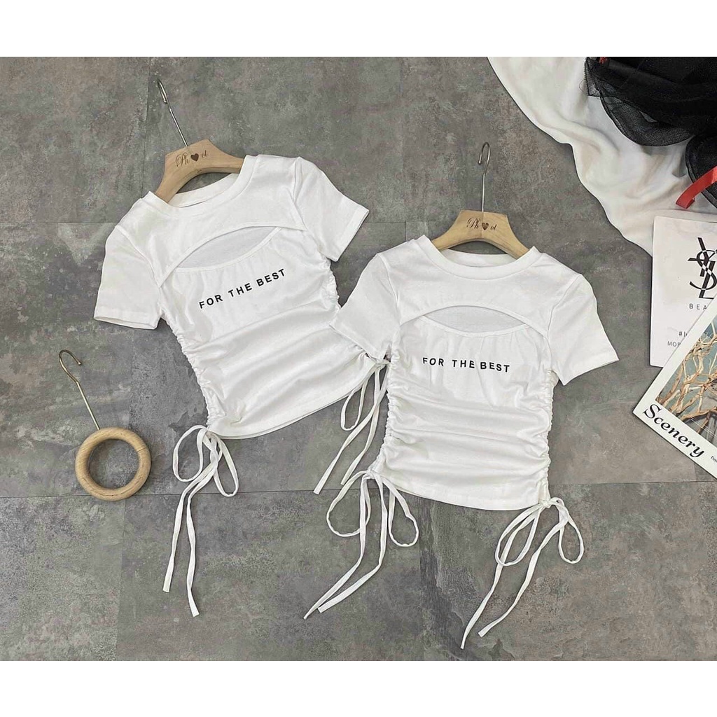 [HÌNH THẬT] Áo thun kiểu đan dây hở ngực Chất vải cotton, 6 MÀU Fom từ 52kg trở xuống TV24210