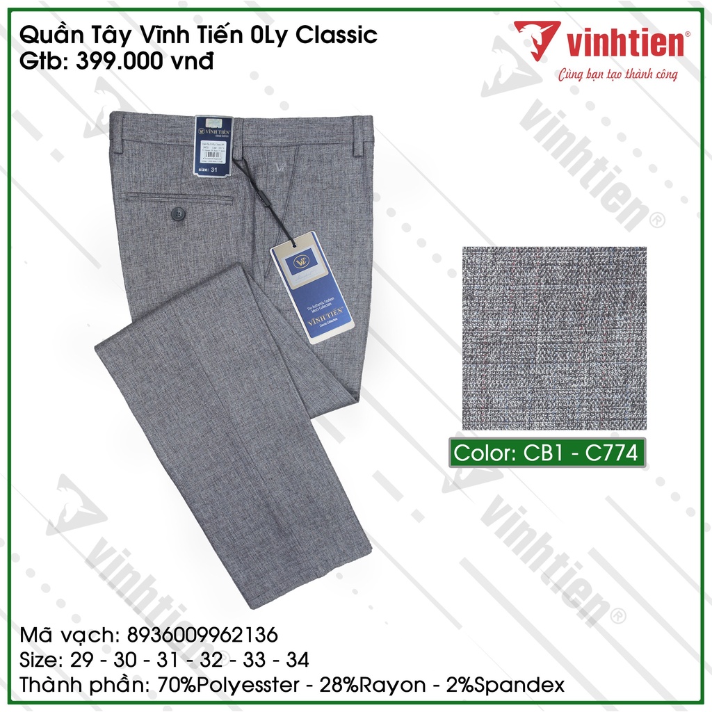 Quần Tây Công Sở Nam 0ly Classic Vĩnh Tiến 399