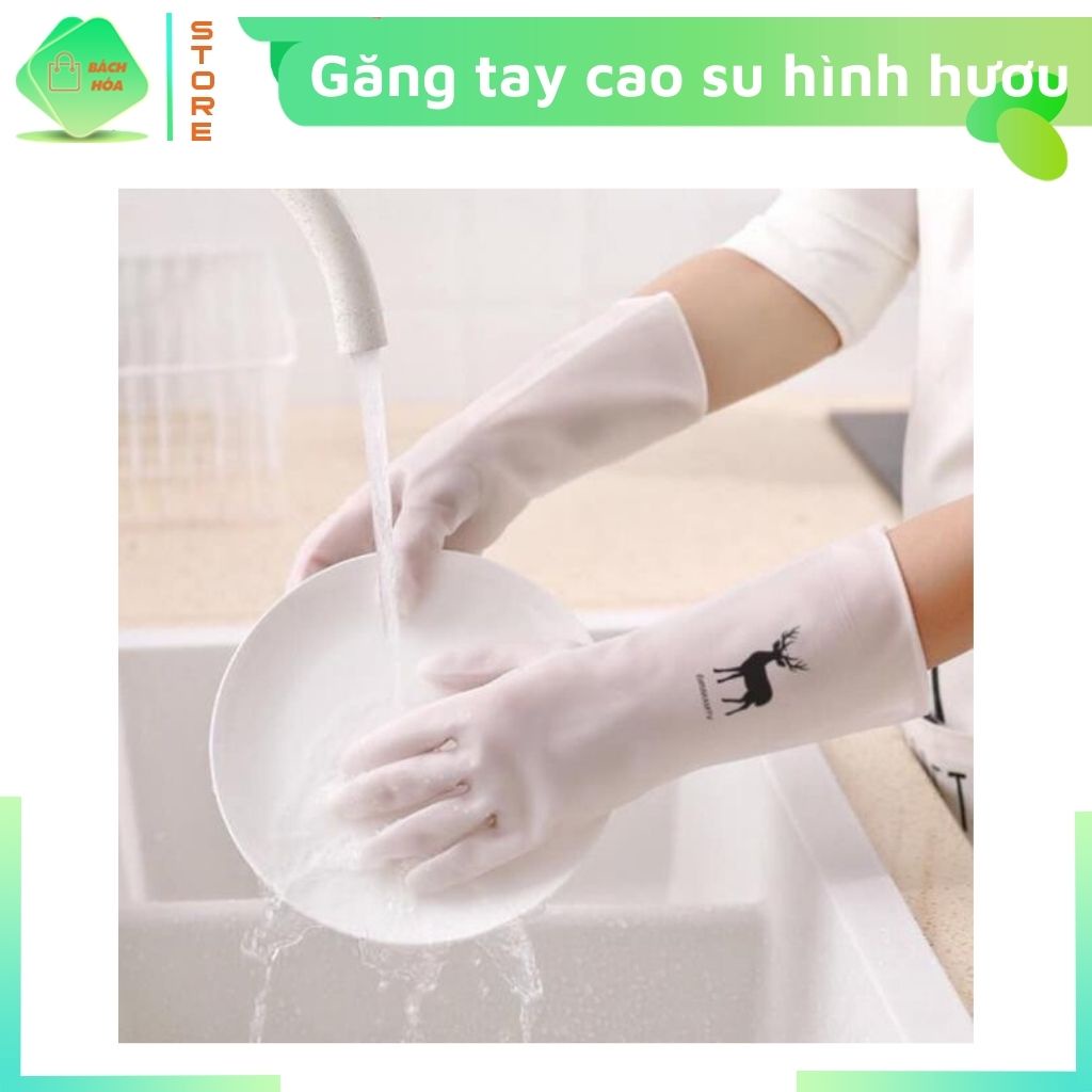 Găng Tay Cao Su Siêu Dai, Găng Tay Rửa Bát Hình Hươu Siêu Bền