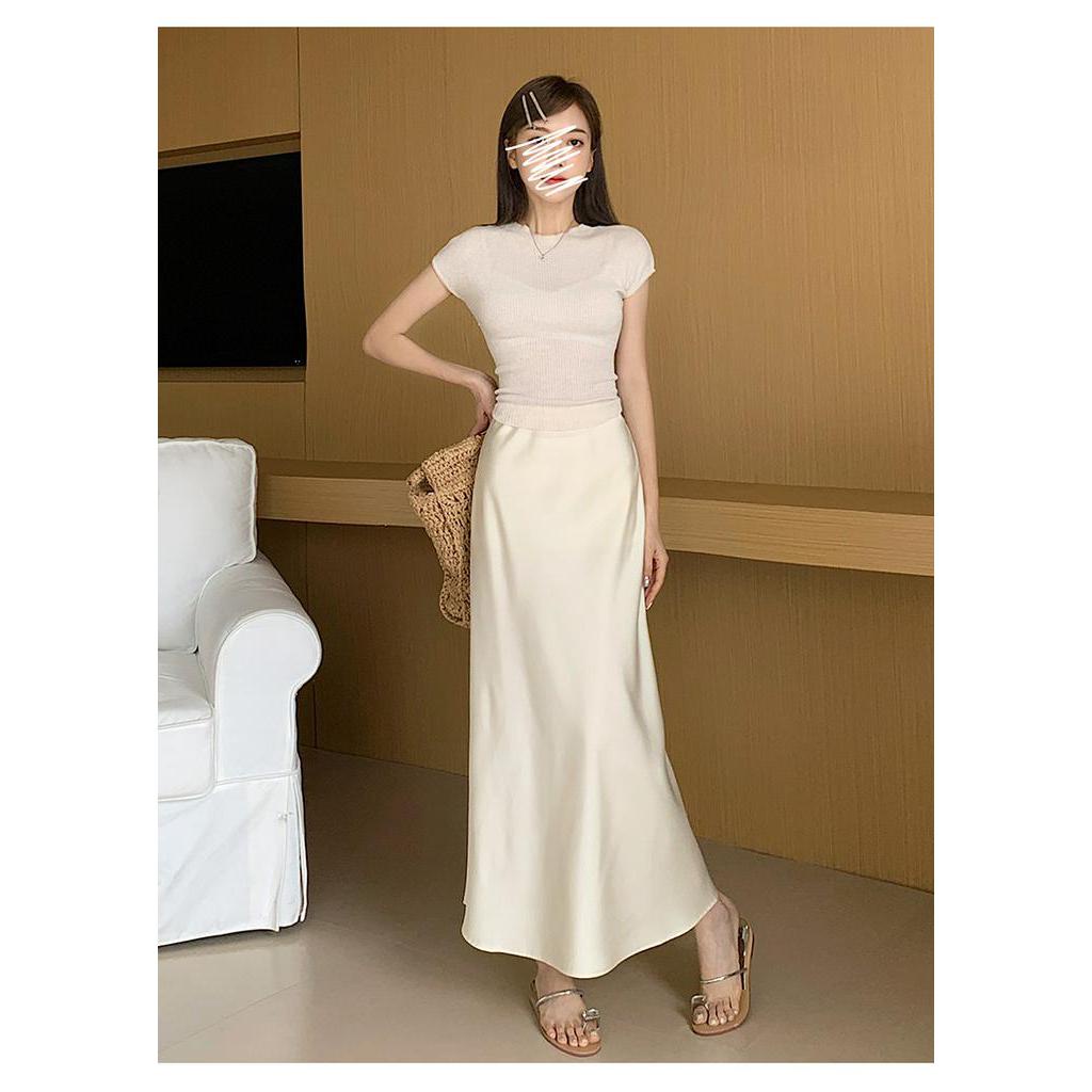 Chân Váy Đuôi Cá Vải Satin Lưng Cao Phong Cách Thời Trang Mới Mùa Hè 66189