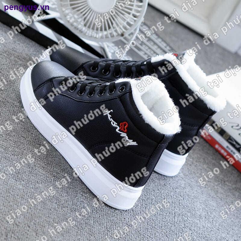 Xịn ♠Giày thể thao cổ cao lót lông ấm áp phong cách thời trang mùa đông dành cho nữ
