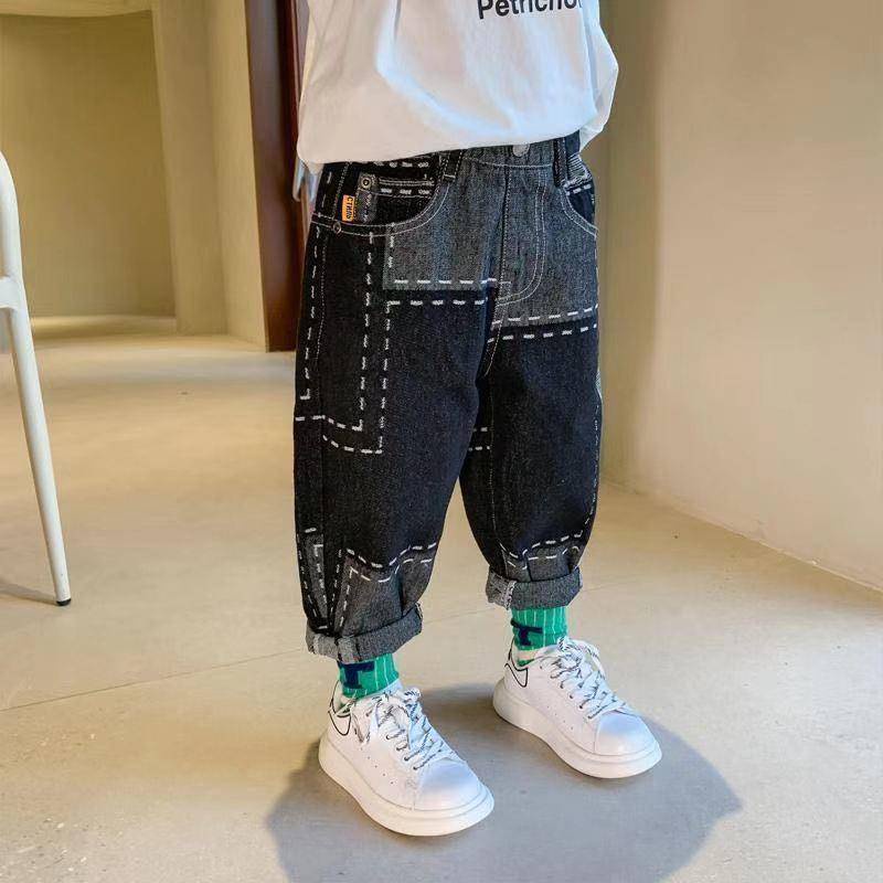 [Bán Chạy] Quần Jean Dài Ống Thẳng Dáng Rộng Vải Cotton Dày Mềm Mại Phong Cách Hàn Quốc Dễ Phối Đồ Dành Cho Bé Trai