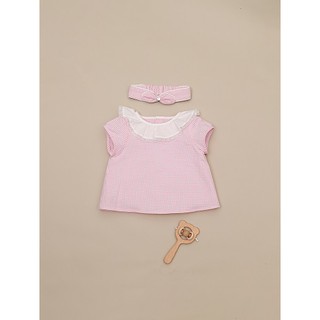 Áo blouse hồng cổ ren