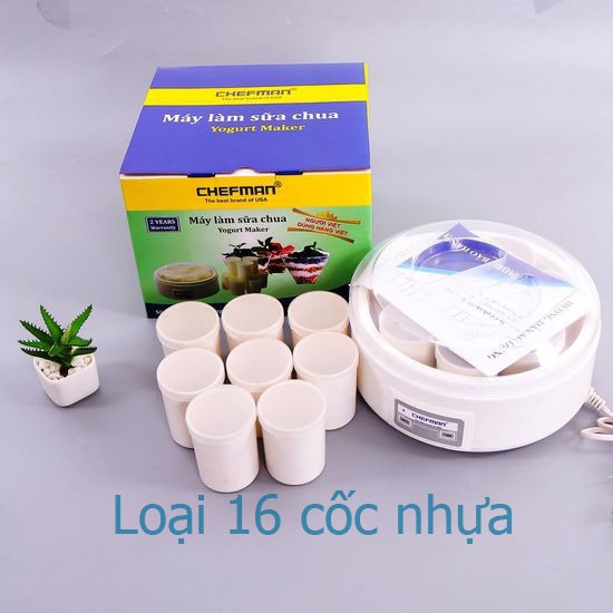 Máy làm ủ sữa chua yaourt  Chefman 8 cốc nhựa/cốc thủy tinh