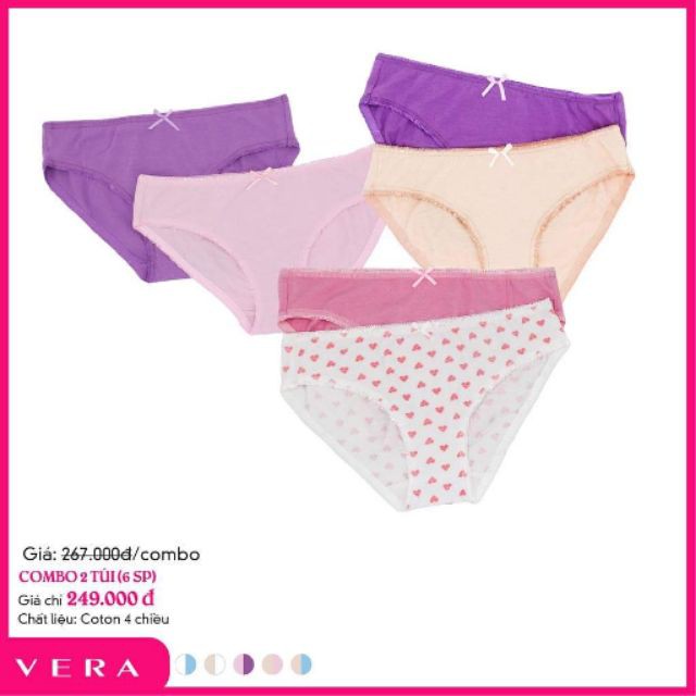 Đồ lót của phụ nữ COMBO 6 QUẦN VERA COTTON VỎ XANH_CHÍNH HÃNG