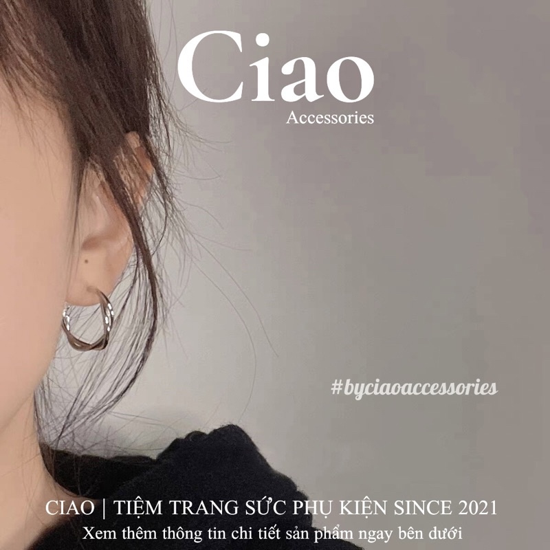 Khuyên tai/ Bông tai mạ bạc S925 thiết kế hình xoắn bản tròn trendy Vera Ciao