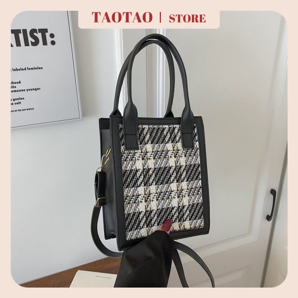 Túi tote vintage caro hàn quốc túi hộp đeo chéo mùa hè túi xách đơn giản đeo vai nữ