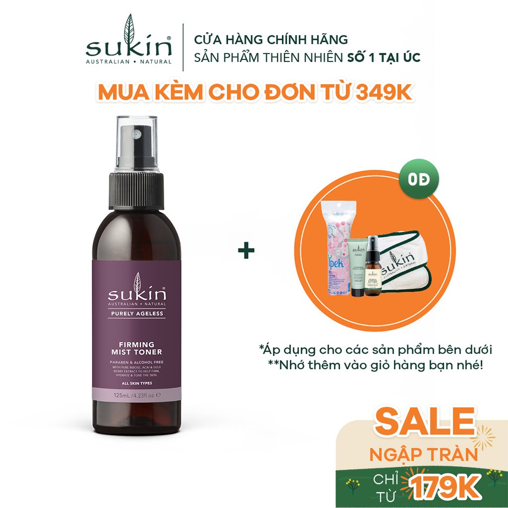 Nước Cân Bằng Dạng Phun Sương Săn Chắc Da Sukin Purely Ageless Firming Mist Toner 125ml