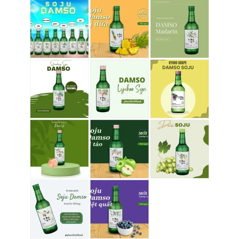 Nước hoa quả DAMSO Hàn Quốc 360ml thơm ngon 🍶🍶. Soju  trái cây Hàn Quốc