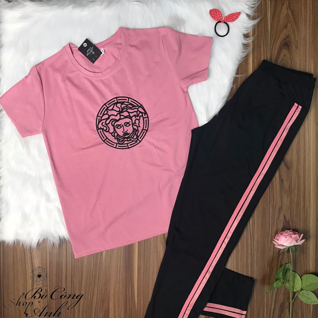 Đồ bộ nữ vải cotton Thiêu logo mềm mại thoáng mát không xù không chùn | BigBuy360 - bigbuy360.vn