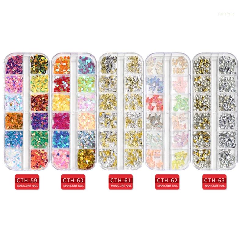 Hộp Phụ Kiện Kim Tuyến Lấp Lánh Trang Trí Móng Chuyên Dụng