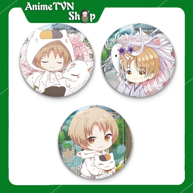 Huy hiệu in hình nhân vật Anime Manga Natsume Yuujin chou (Hữu Nhân Sổ) - bằng nhựa, có khuy cài ở mặt sau