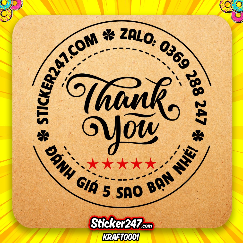 140 tem Thank you giấy kraf siêu vintage - Đánh giá 5 sao, Cắt Sẵn | Đẹp - Nhanh - Rẻ