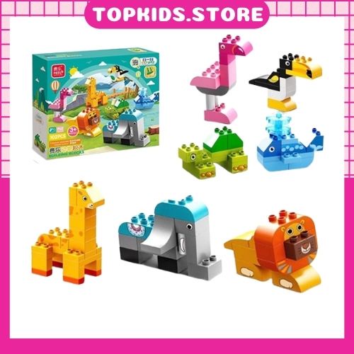 Đồ chơi lego Duplo FEELO Thế Giới Thú Cưng Đáng Yêu 102 Chi Tiết Siêu To TOPKIDS
