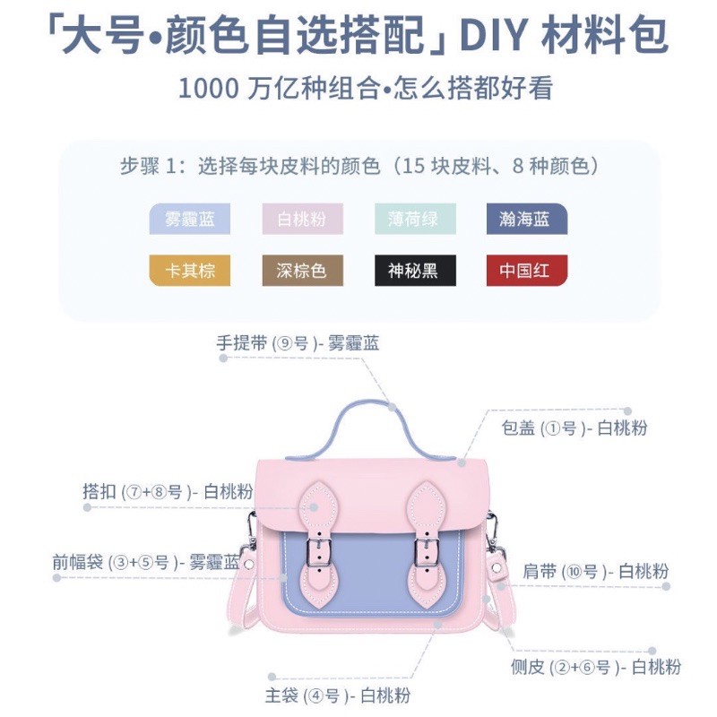 ORDER Set DIY dụng cụ làm túi Cambridge satchel da thật