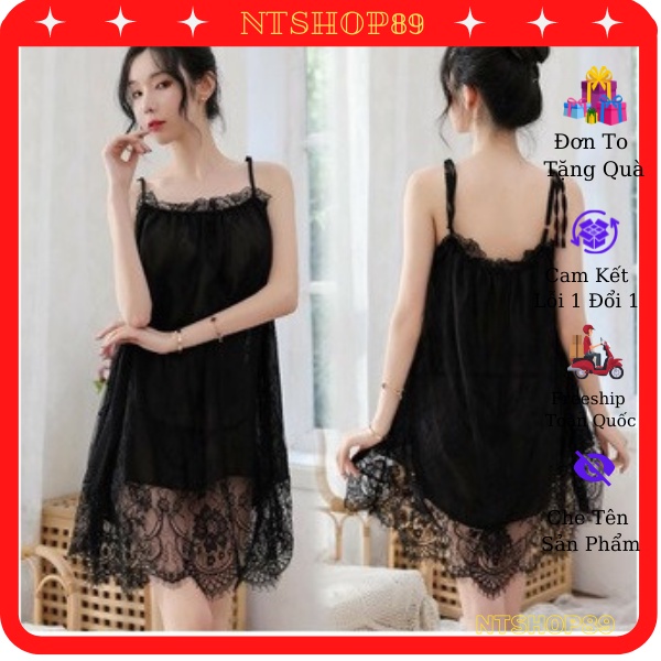 Váy Ngủ Công Chúa Hai Dây Phối Ren 2 Lớp 5174 Cực Xinh