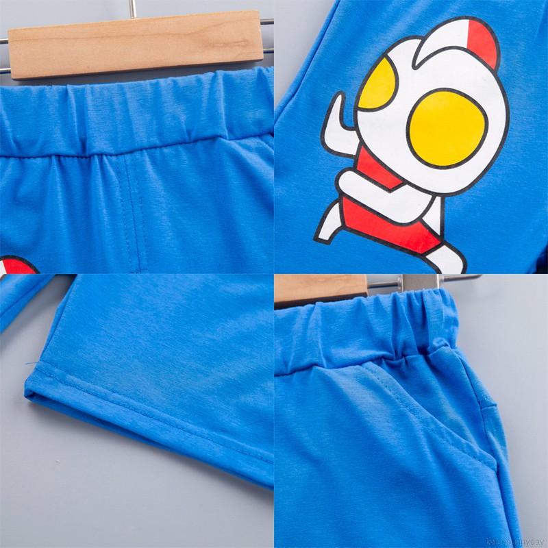 Set áo thun ngắn tay cổ tròn và quần ngắn lưng thun thời trang dành cho bé trai