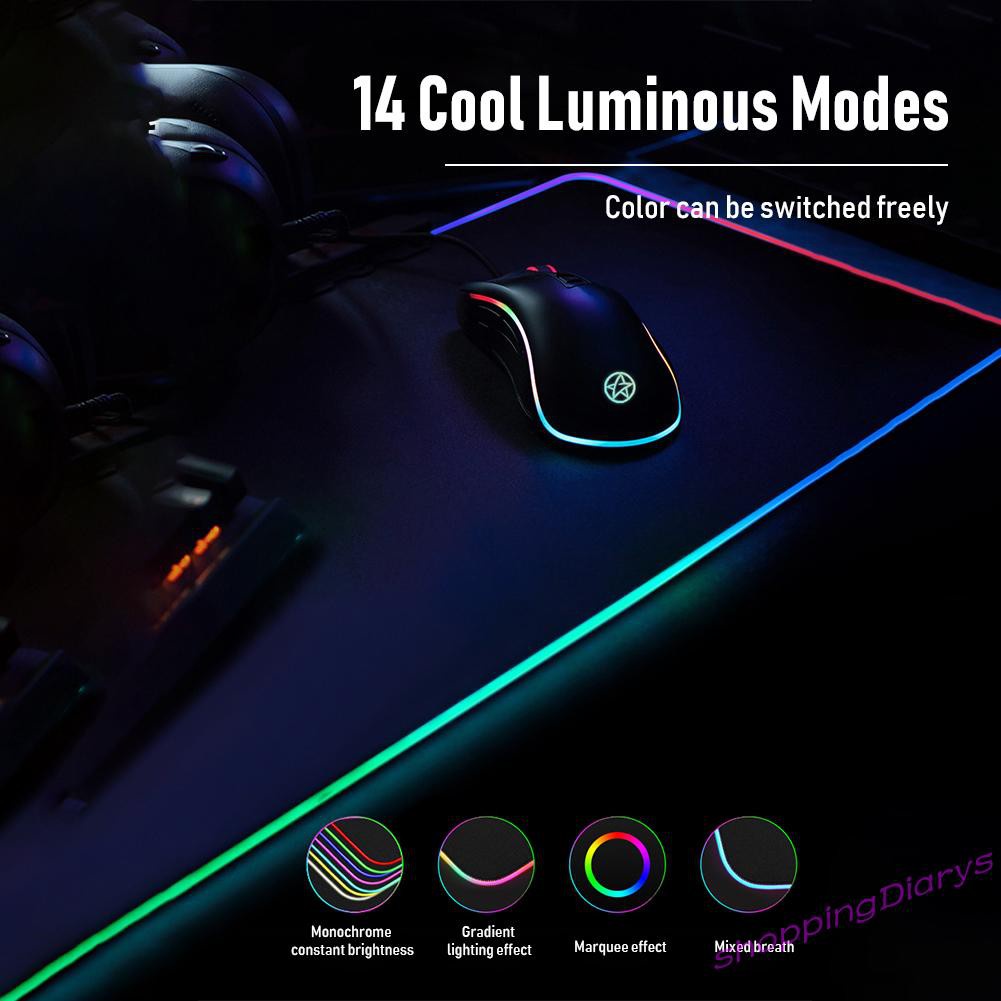 ✤Sh✤ Gaming Mouse Pad Computer RGB LED Luminous Mousepad Carpet PC Desk Play Mat
