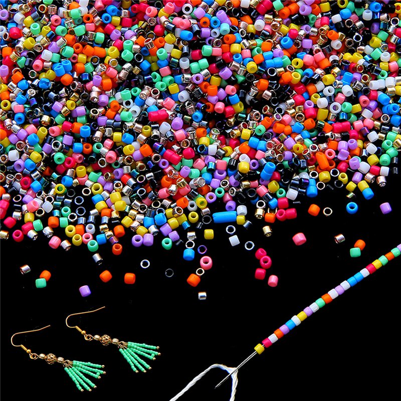 Túi 1900 hạt thủy tinh tròn nhiều màu 2mm dùng làm trang sức thủ công