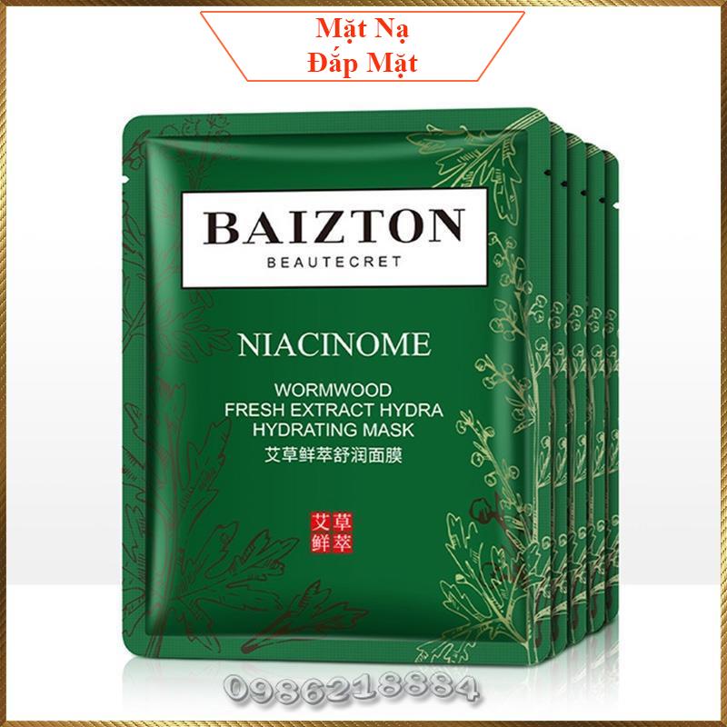Mặt nạ cây ngải cứu tươi Baizton Niacinome Wormwood Fresh Extract Mask kiểm soát dầu ngừa mụn trứng cá BWM9