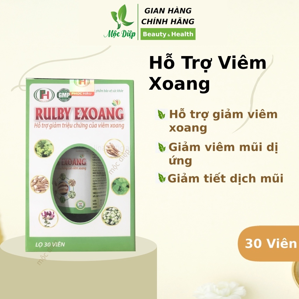 Viêm xoang viêm mũi dị ứng Rulby Exoang hỗ trợ giảm triệu chứng viêm xoang viêm mũi dị ứng - Mộc Diệp
