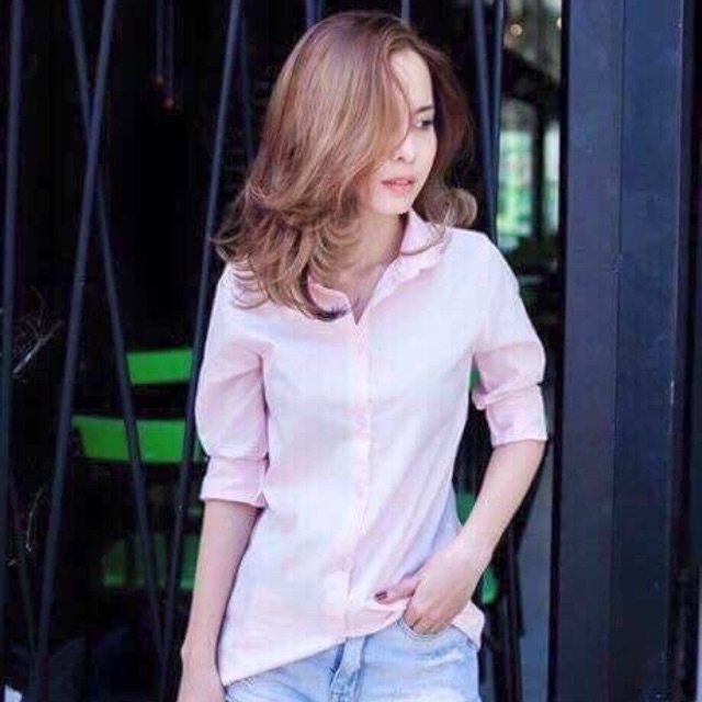 Áo sơ mi Màu hồng nữ U N I xịn nhất
