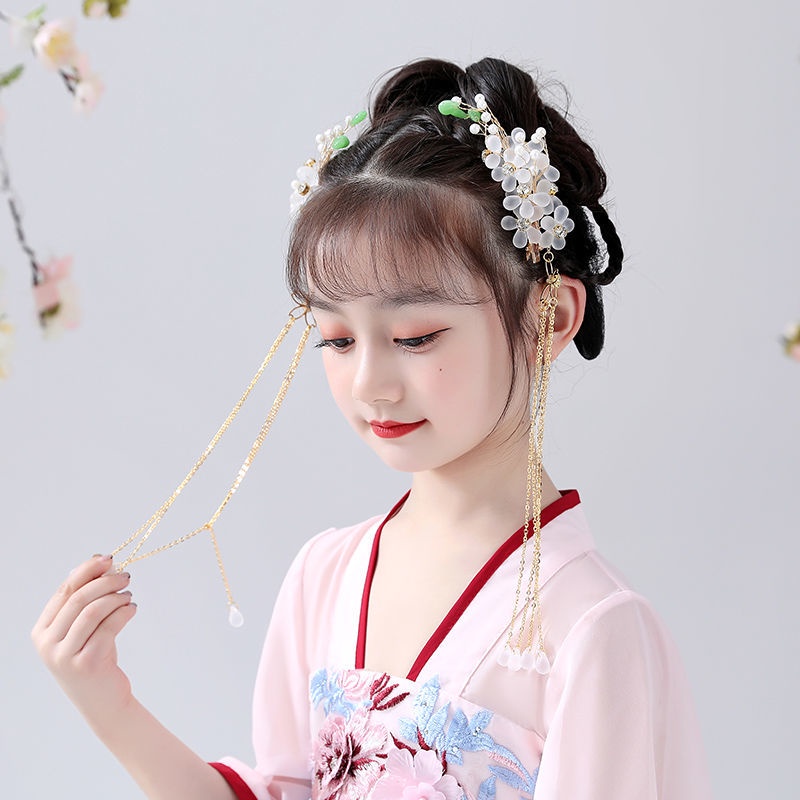 Phụ Kiện Cài Tóc Tua Rua Phong Cách Hán Phục Trung Hoa Cho Bé Gái