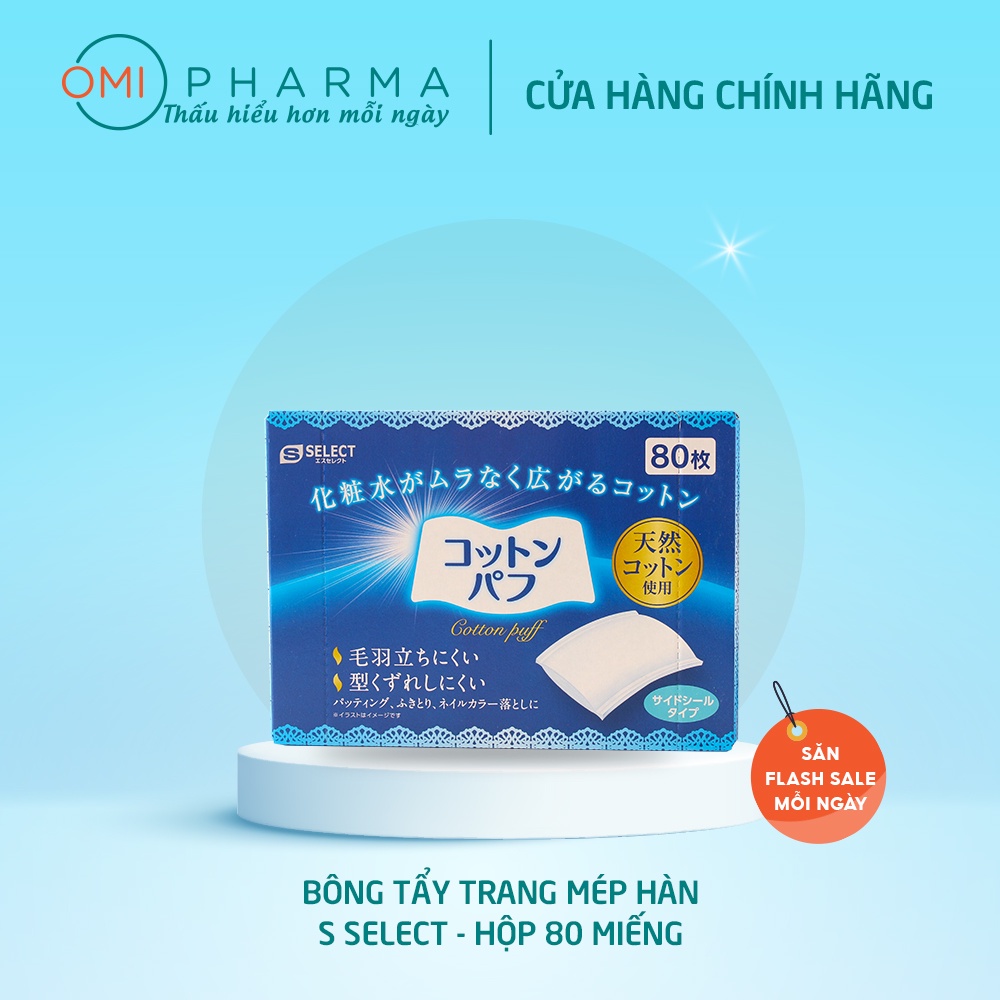 Bông Tẩy Trang S Select Nhật Bản 80 Miếng (Dạng Side-Sealed)