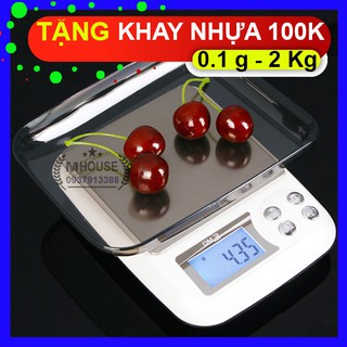 Cân Điện Tử Nhà Bếp Nhỏ Gọn 0.1g/ 2Kg,Tặng 1 Khay Đựng