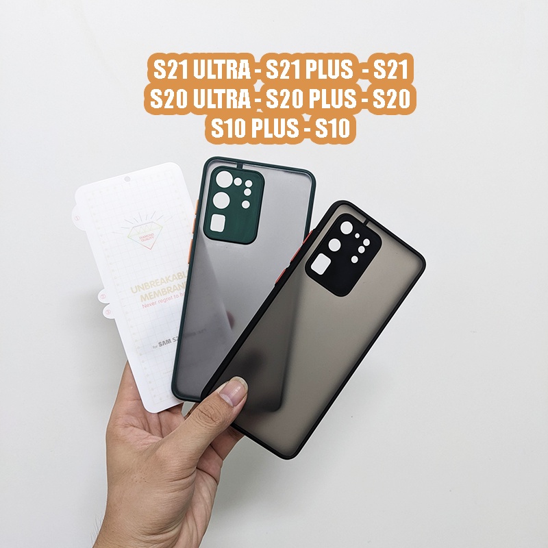 Ốp lưng nhám bảo vệ camera Galaxy S20 Ultra, S21 Ultra, S21 Plus, S20 Plus, S10 Plus, S10