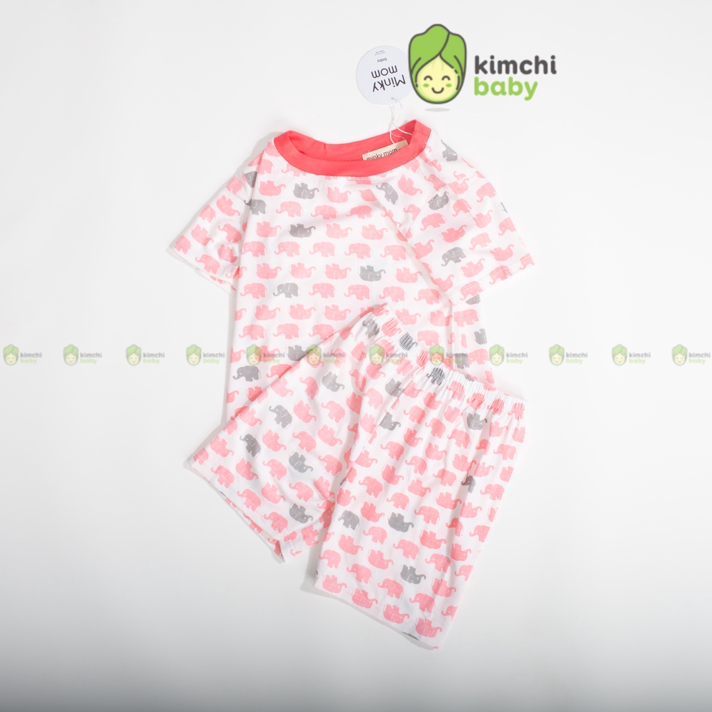 Đồ Bộ Bé Gái, Bé Trai Minky Mom Vải Thun Lạnh Sư Tử Xanh Cầu Vồng, Bộ Cộc Tay Mặc Nhà Cho Bé MKM2204