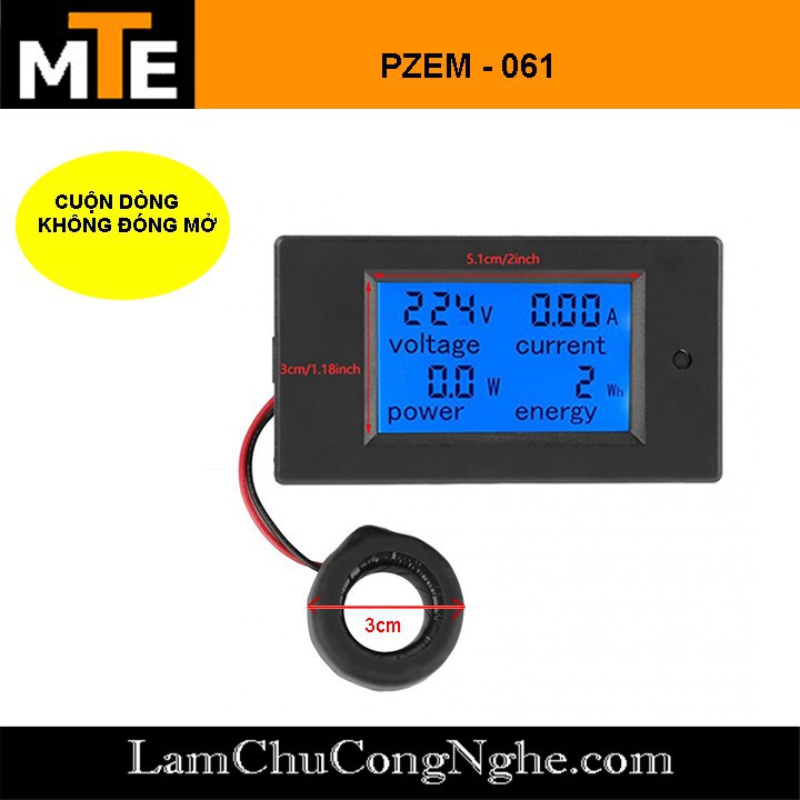 Mới! Công tơ điện tử PZEM-061 AC 220v 100A Đo điện áp , dòng điện, công suất thiết bị