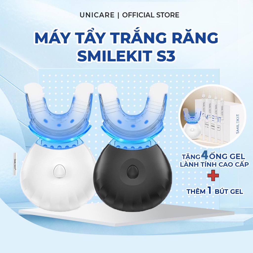 Máy làm trắng răng SMILEKIT S3,tẩy trắng răng an toàn không chứa Hydrogen Peroxide giúp trắng răng tự nhiên không ê buốt