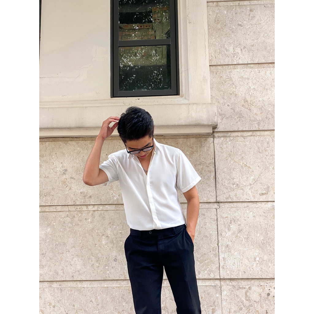 Áo sơ mi lụa ARNOLD tay ngắn Unisex thoáng mát, không nhăn, chuẩn form suông thẳng