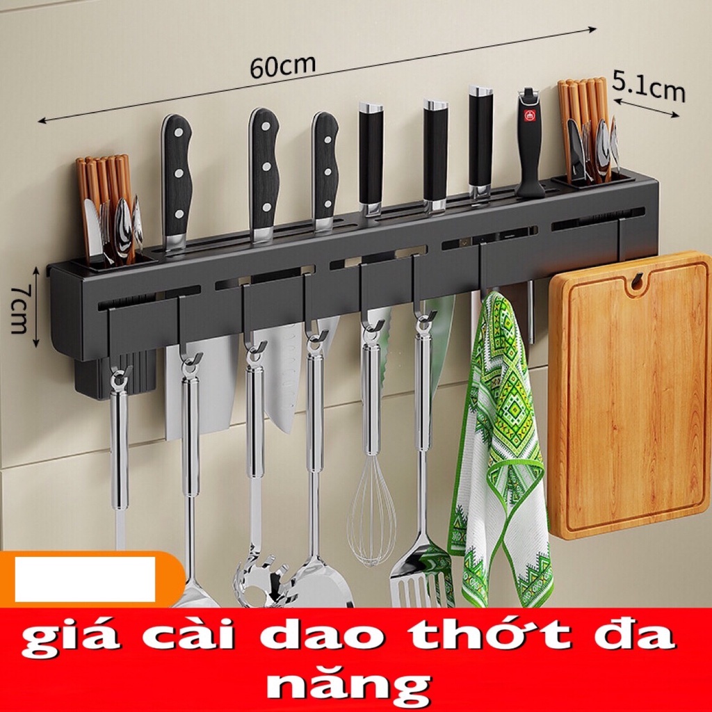 Kệ cài dao giá treo dao thớt treo đồ nhà bếp  - Giá cài dao dán tường bằng kim loại sơn tĩnh điện không rỉ sét