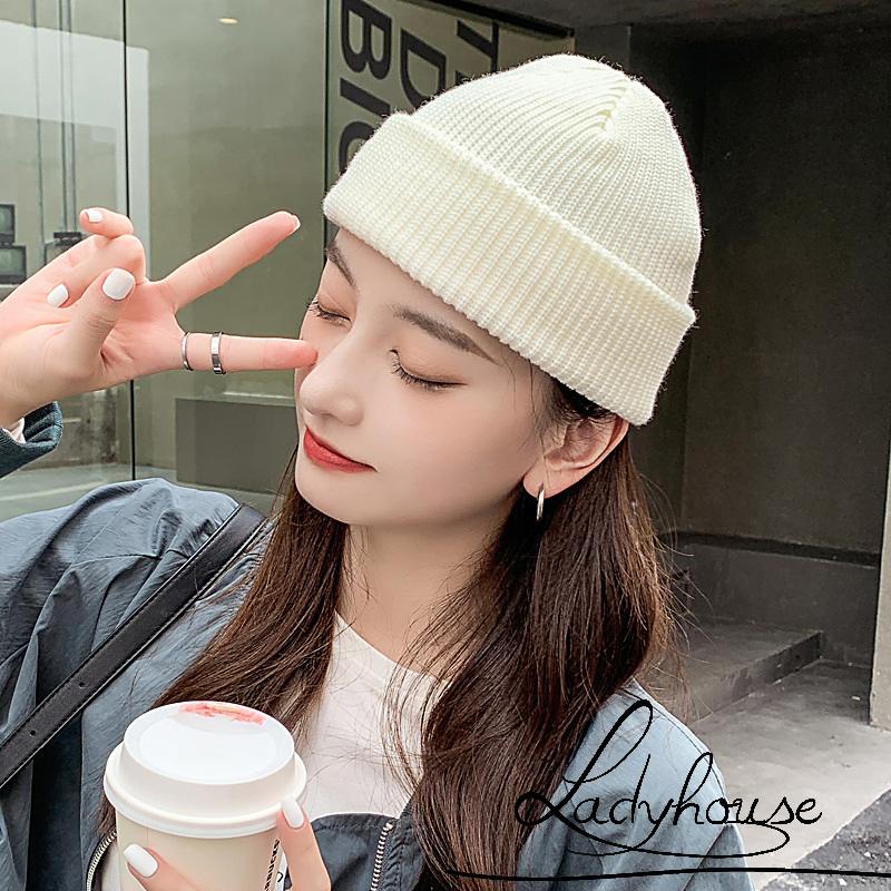 Mũ beanie dệt kim mềm co giãn giữ ấm mùa đông cho nữ