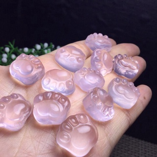 Vòng tay chuỗi hạt pha lê hồng tự nhiên hình chân mèo kích thước 14mm