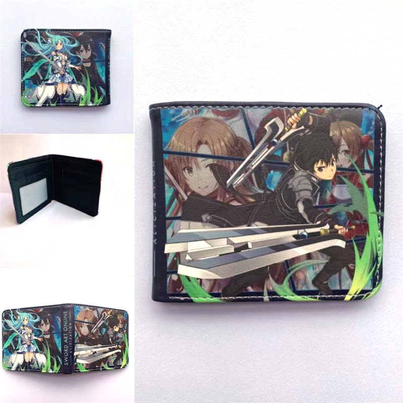 Ví Da PU Ngắn Gập Đôi In Hình Sword Art Online SAO Kirito Asuna