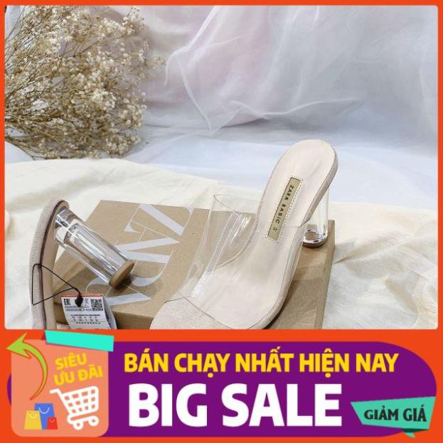 HOT H(ẢNH THẬT)Guốc 9p Zara Bản To Trong Mica Êm Tuyệt Đối Gót Trụ Trong Suốt Fullbox Cao Cấp . . ĐẸP ' #