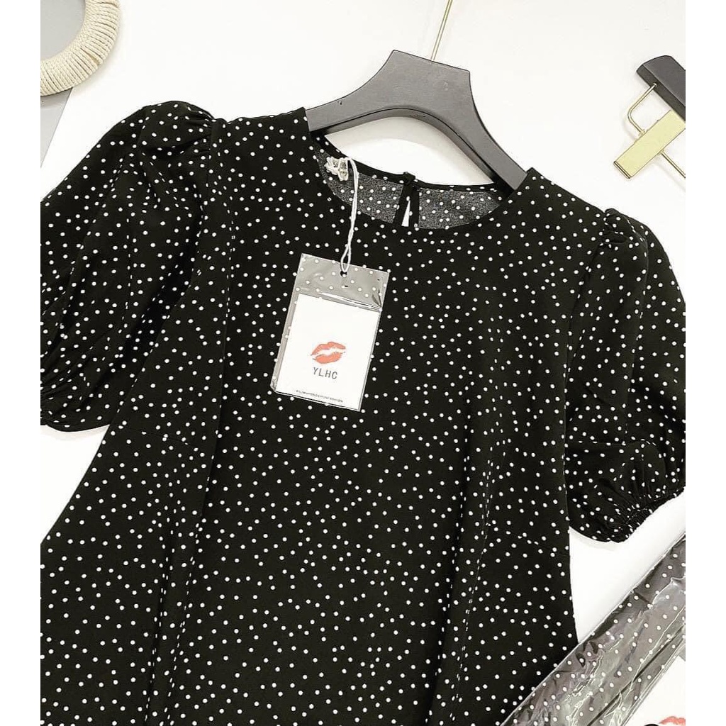 Váy bầu, váy babydoll dáng suông chấm bi chất vải lụa tằm mặc mềm mát thoải mái cho mẹ bầu