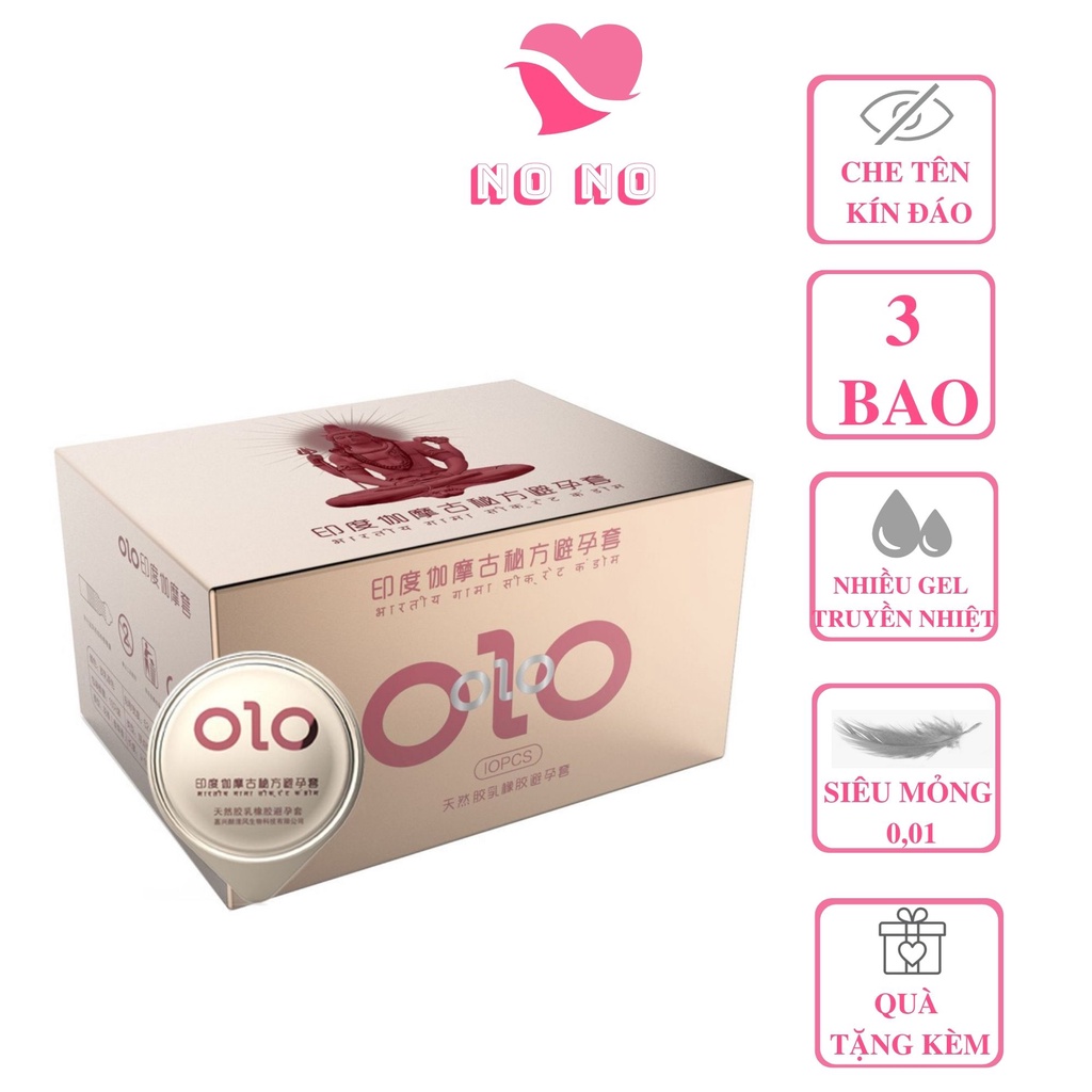 Bao Cao Su OLO Siêu Mỏng, Hồng Gân Gai Chạm Là Phê, Nhiều Gel, Dầu thần Ấn Độ Kéo Dài Cuộc Yêu, Hộp 10 bcs, NONO STORE