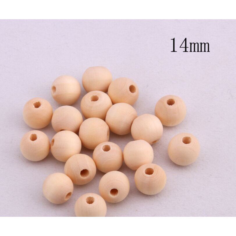 1 Gói 20 Hạt Gỗ Tròn Kích Thước 14mm